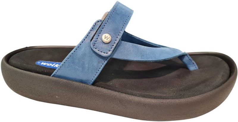 Wolky - Dames Slippers - Blauw - Leer