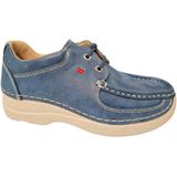 Wolky - Nubuck Dames Veterschoenen - Blauw - Leer Gevoerd