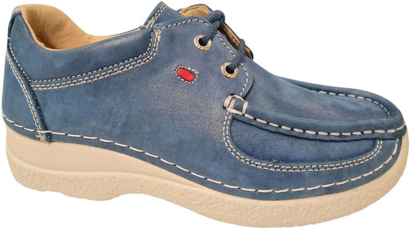 Wolky - Nubuck Dames Veterschoenen - Blauw - Leer Gevoerd