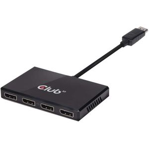 CLUB3D Multi Stream Transport Hub DisplayPort 1.2 Quad Monitor USB Powered - Video Splitter (DisplayPort, 0,13 m, 1920 x 1080 pixels, 60 Hz, zwart, EMI CE, FCC, WEEE, ROHs)