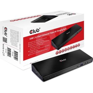 Club3D SenseVision Connect USB C 3.2 Gen1 Universal Triple 4K Charging Dock - Docking Station - HDMI, DP