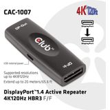 Club 3D - DisplayPort 1.4 Actieve Repeater - Zwart - USB 2.0