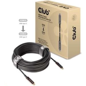 CLUB3D USB Gen 2 Type C Active Optical Cable A/V Unidirectional M/M 20 m/ 65.62 ft, 20 m, USB C, USB C, USB 3.2 Gen 2 (3.1 Gen 2), Schwarz