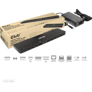 Club3D Universeel Dockingstation - 120W Power Adapter - USB-C - 2x HDMI - DP