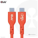 Club 3D USB 2 Type-C USB-IF gecertificeerde kabel, gegevens 480 Mb, PD 240 W EPR St./St. 2m
