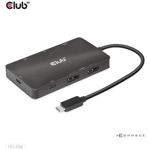 CLUB3D USB Gen2 Type-C Dual DisplayPort - 4K 60Hz - 7-in-1 - Zwart