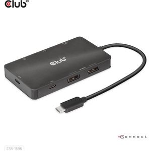 CLUB3D USB Gen2 Type-C Dual DisplayPort - 4K 60Hz - 7-in-1 - Zwart