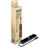 Club 3D CSV-1599 USB4™ Gen3x2 Type-C, 6-in-1 hub met HDMI™ 8K60Hz of 4K120Hz, 2x USB Type-A (10G), Ethernet RJ45(2.5G) en 2x USB Type-C, 1x Data (10G) en 1x PD3.0-lading 100 W
