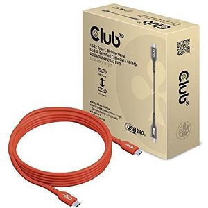 Club 3D CAC-1515 USB 2 Type-C Bi-directionele USB-IF-gecertificeerde kabel 480Mb, PD 240W (48V/5A) EPR St./St. 4m
