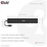 USB-C Hub - 10 Poorten - Zwart - Aluminium