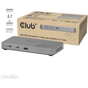 Club 3D - Thunderbolt5 - 5-in-1 HUB - Docking Station - 3x Thunderbolt/1x USB