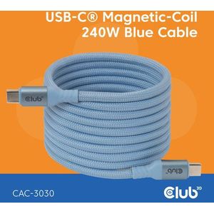 Club 3D - USB Type C - USB-kabel - Blauw - 2 meter - Bi-Directioneel