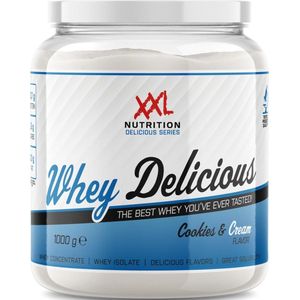 XXL Nutrition - Whey Delicious - 80% Eiwit - Cookies & Cream - Wei Eiwitpoeder met BCAA & Glutamine, Proteine Poeder, Eiwit shake, Whey Protein - Diverse Smaken - 2500 gram (83 shakes)