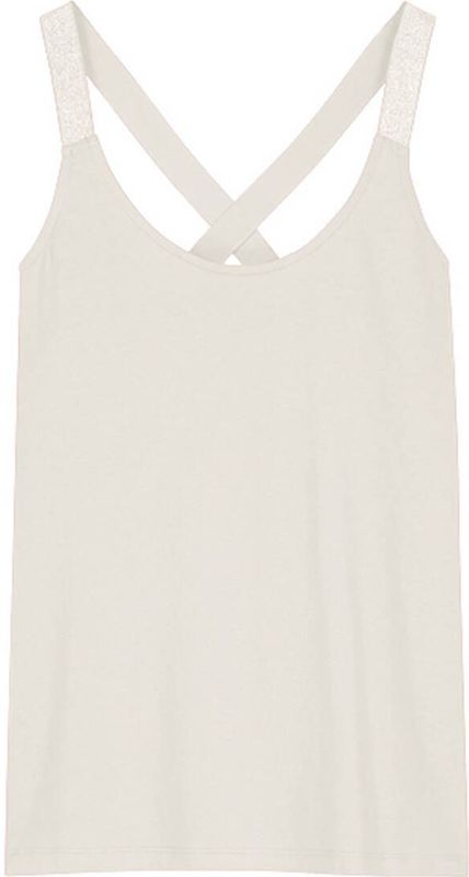 Summum Woman - Sleeveless Cross Strap Top - Beige - Regular Fit - Katoen