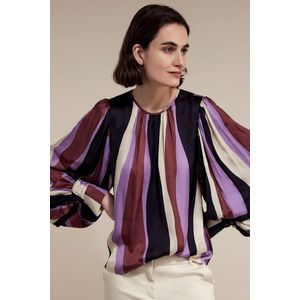 2S3027-11916 Top puffy sleeves stripe printed