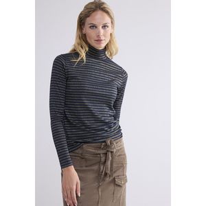 Coltruitje - Midnight Blue - Lurex Ribstof - Lange Mouwen - Rechte Snit