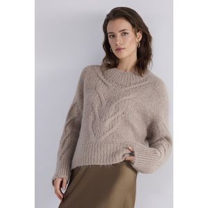 Summum - Trui Taupe Summum Sweater Big Cable Knit Sweaters Taupe 7s5861-8009