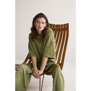 Summum Woman - Dames Sweatshirt - Groen - 3/4 Mouwen - Katoen