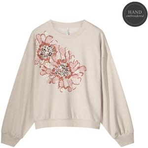 Summum Woman - Versierde Longsleeve Sweatshirt - Beige - Katoen