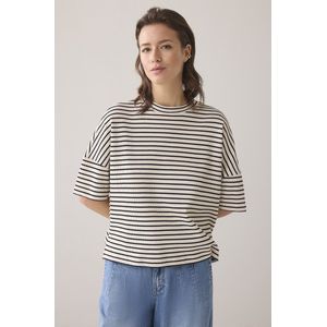 Summum 3s5103-30662 Boxy Top - Black-Ivory - 94% Cotton, 6% Elastane