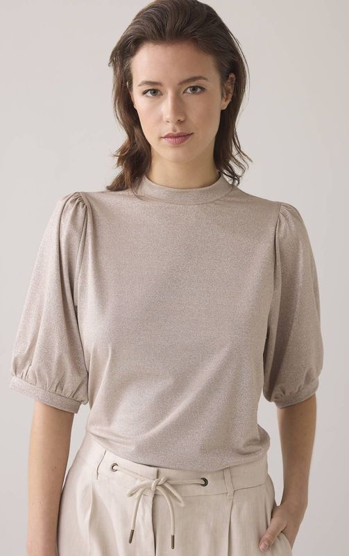 Summum Woman - Lurex Jersey Top - Brons - Lurex Jersey - Korte Mouwen