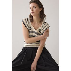 Summum - Ruffle Top - Katoen - Ajour Knit - Kleur 70016