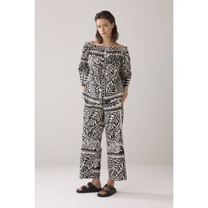 Summum Top Lange Mouw - Two Tone Print - Kleur Zwart