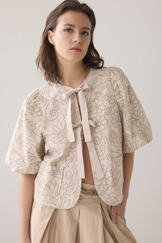 Summum Woman - Blouse - Beige - Laser Cut Dots