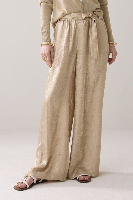 4s2550-12114 - Harembroek - Sesame - Metallic Coating - Hoge Taille