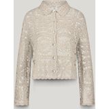 Summum Woman - Ecru Korte Vest met Bloemen Haakpatroon voor Dames