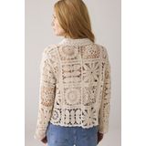 Summum Woman - Ecru Korte Vest met Bloemen Haakpatroon voor Dames