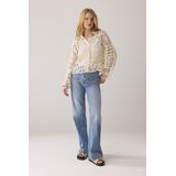 Summum Woman - Ecru Korte Vest met Bloemen Haakpatroon voor Dames