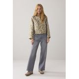 1s1205-12293 - Gevoerd Boxy Jasje - Misty Lime - Jacquard Stof