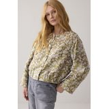 1s1205-12293 - Gevoerd Boxy Jasje - Misty Lime - Jacquard Stof