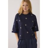 Summum - Embellished Shortsleeve Top - Blauw - Dames