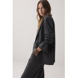1s1263-12258 - Boyfriend Blazer - Anthracite - Krijtstreep