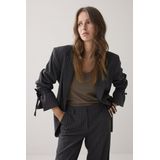 1s1263-12258 - Boyfriend Blazer - Anthracite - Krijtstreep