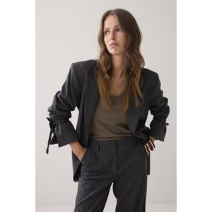 1s1263-12258 - Boyfriend Blazer - Anthracite - Krijtstreep