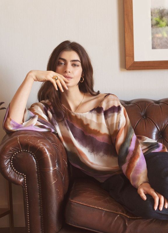 Imprimétops - Multicolour - Top - Wijde Fit - Zigzagprint