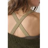 Summum Woman - Top - Groen - Effen - Singlet Crossband Cotton Elastane Basics