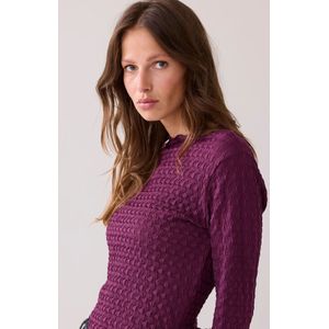 Summum - Mesh Top - Wineberry - Lange Mouwen - Aangesloten Pasvorm