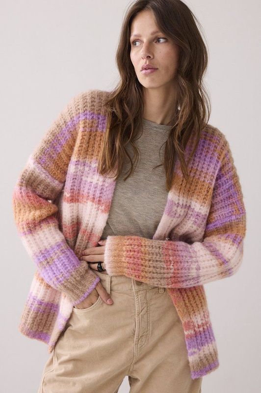Cardigan - Multicolour - Cushy Wool Blend Knit