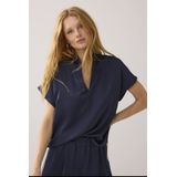 Summum - 2s3324-11817 - Top - Midnight Blue - V-hals - Glanzend