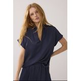 Summum - 2s3324-11817 - Top - Midnight Blue - V-hals - Glanzend