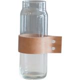 TAK Design Vaas Wrap Me - Incl. Lederen Band - Glas - Ø7 x 20 cm - Bruin