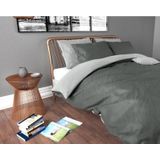 Zensation Twee Kleuren Dekbedovertrek - 240x200/220 + 2 kussenslopen 60x70 - Grijs/Antraciet - Lits-Jumeaux