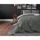 Zensation Twee Kleuren Dekbedovertrek - 240x200/220 + 2 kussenslopen 60x70 - Grijs/Antraciet - Lits-Jumeaux