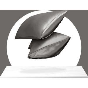 Sleeptime Satijnen Kussensloop Anti allergeen Haarverzorging Huidverzorging 2 Stuks Antraciet