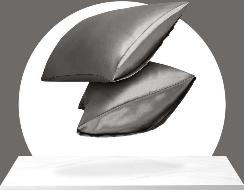 Sleeptime Satijnen Kussensloop Anti allergeen Haarverzorging Huidverzorging 2 Stuks Antraciet