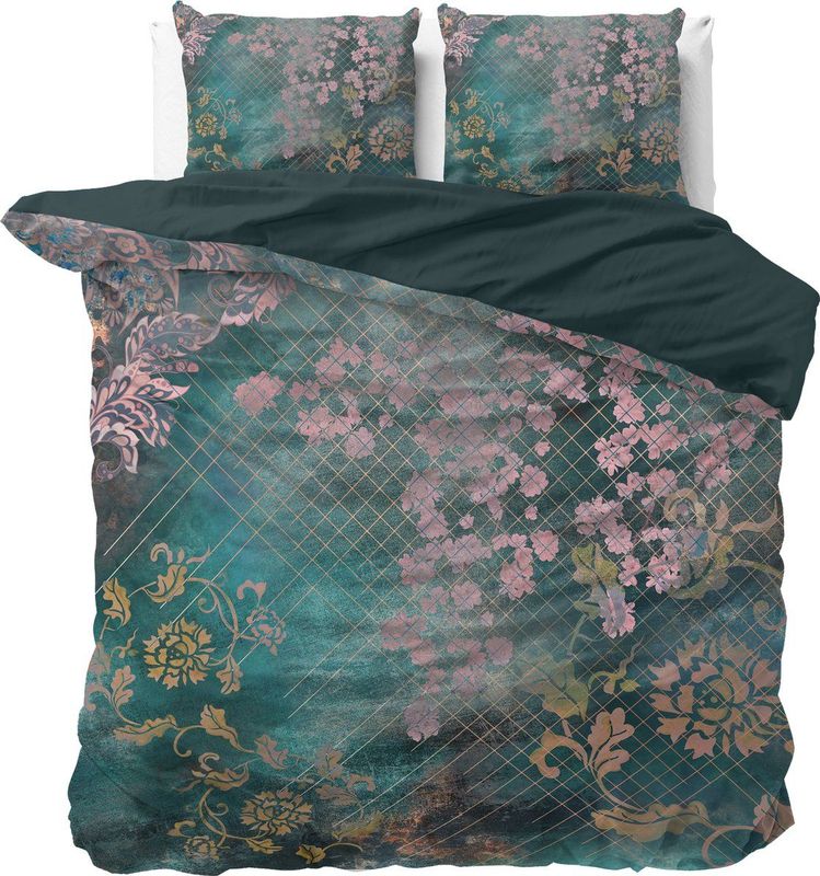 Dreamhouse Tiran Flower Dekbedovertrekset - Tweepersoons - 200x200/220 + 2 kussenslopen 60x70 - Groen